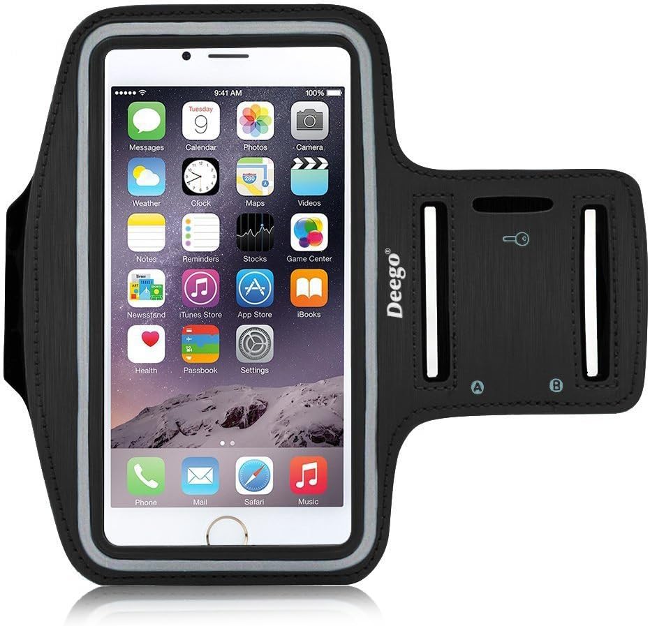 YoungPower Running & Exercise Water Resistant Cell Phone Armband for iPhoneX 8 7 6 6S Plus,LG G6 G5,Galaxy s8 s7 Edge, Key Holder 5.5Inch,Hiking,Biking,Walking,Yoga (Black)