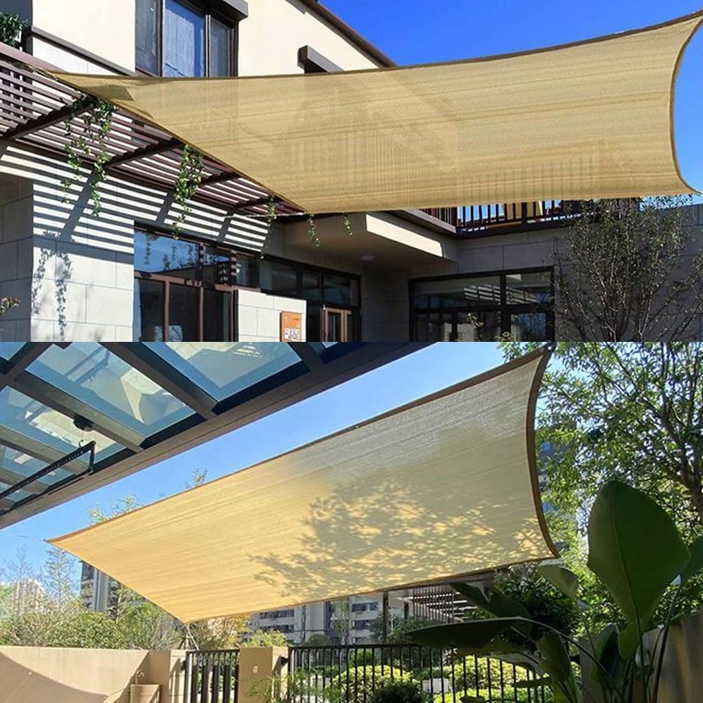 Tenda parasole per esterni, 1 x 5,5 m, marrone, impermeabile, con occhielli, per patio, giardino, pergola ed eventi, protezione dai raggi UV per attività all'aperto