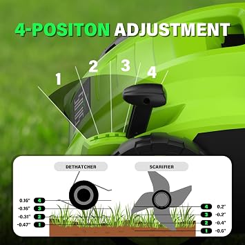 SOYUS Electric Dethatcher and Scarifier with 30L Collection Bag, 13-Inch 12 Amp 2-in-1 Corded Lawn Dethatcher with 4-Postion Depth Adjustment, Quick-Fold, Increases Lawn Health
