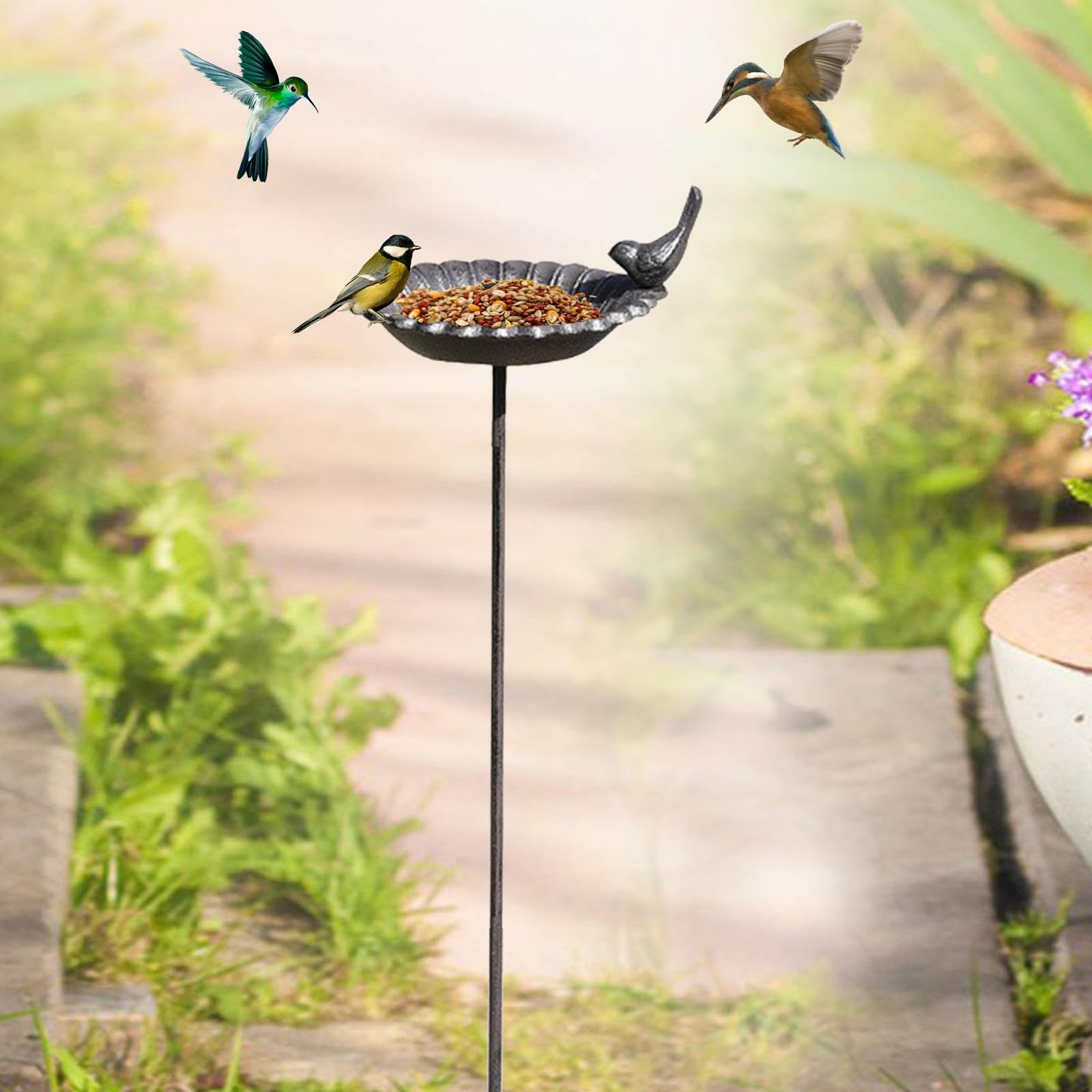 Sharplace Bebedero para Aves de Hierro en Forma de SPA Cuenco para Pájaros Decorativo para Exteriores Comedero con Soporte Estable Apto para Patio Césped Y Orna, 8683