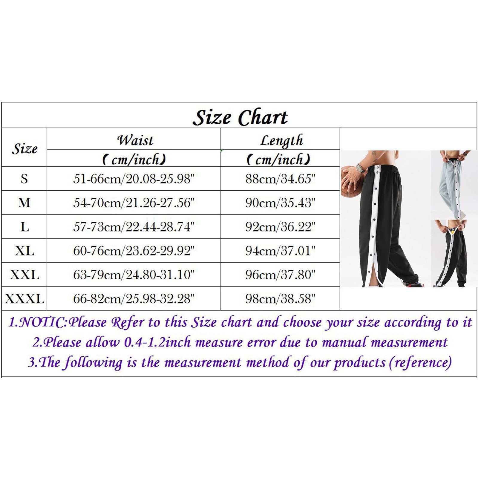 pvucpot Pantaloni Tuta Uomo Larghi con Bottoni Laterali Cotone Leggero Pantaloni Sportivi Elasticizzati con Tasche Pantaloni Running Slim Fit Pantaloni Palestra Apertura Laterali