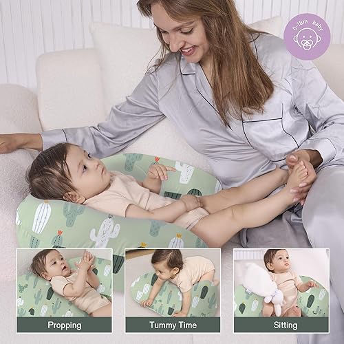 Miniatura 2 de Little Grape Land - Almohada de lactancia mejorada, lactancia materna y biberón durante 0 a 12 meses, funda suave lavable a máquina con relleno