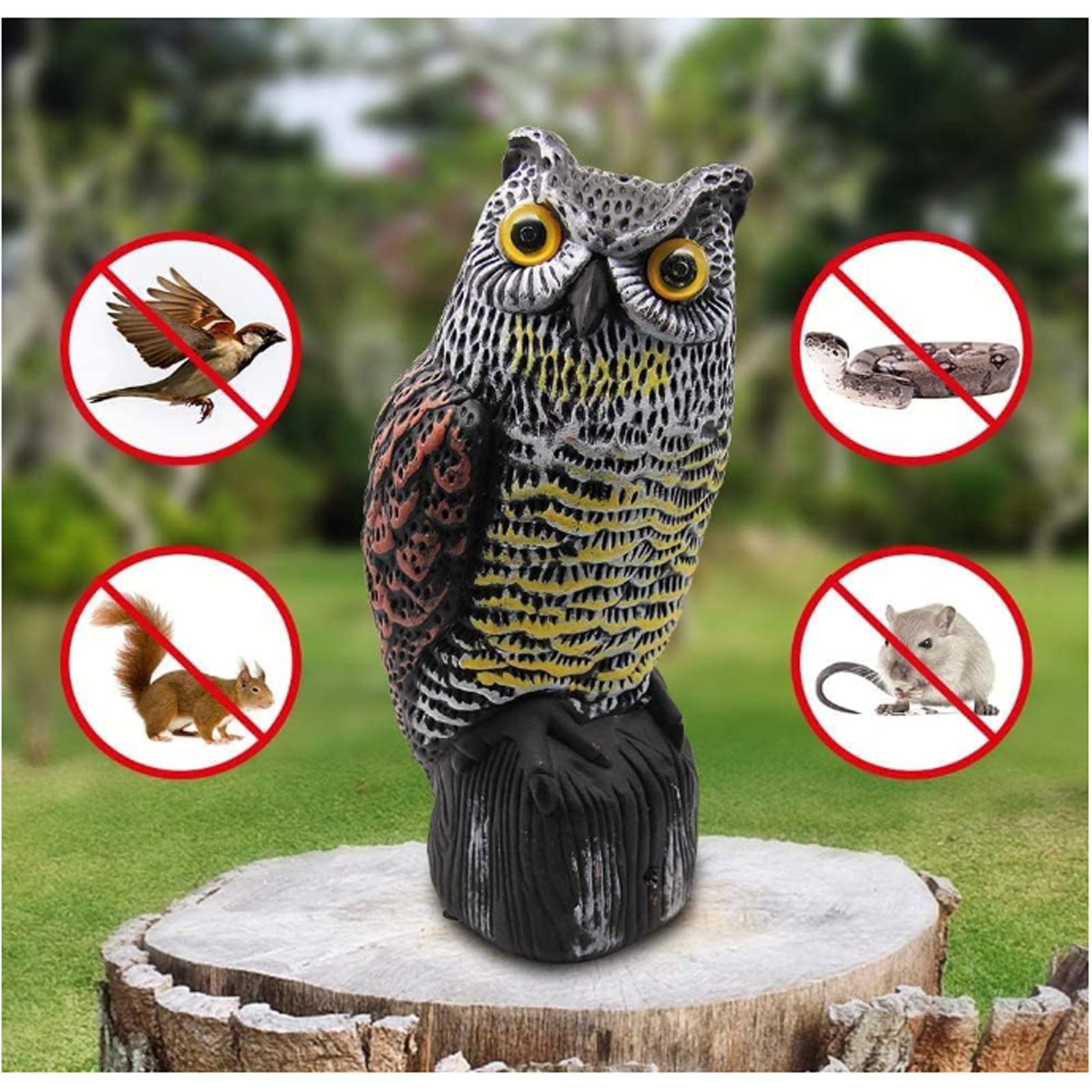 Gufo Finto Repellente Per Piccioni In Acrilico Riflettente - Resistente Alle Intemperie, Per Giardino, Balcone E Finestre