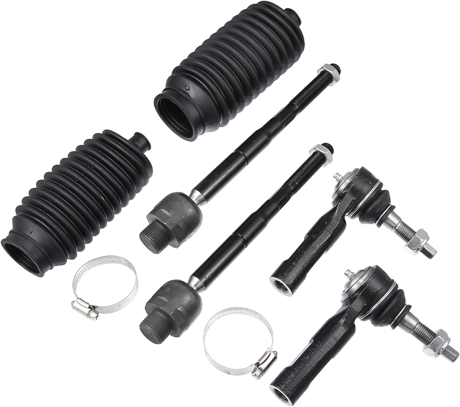 uxcell 6 Pcs Front Inner Outer Tie Rod End Links for Dodge Dakota 2005-2010 for Mitsubishi for Raider for Ram Dakota Suspension Steering Tie Rod End with Boot No.ES3571