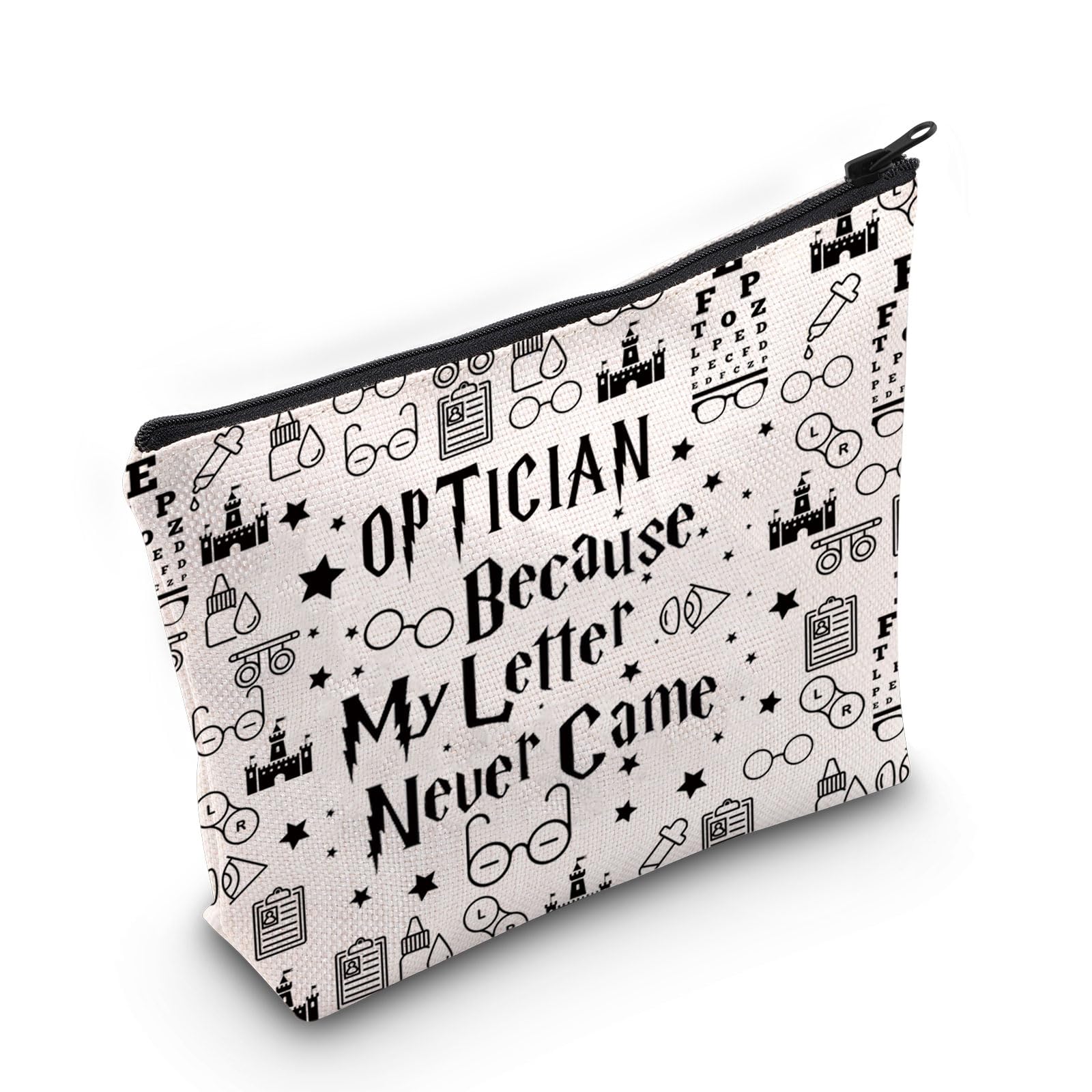 PLITI Optometrist Gift Optician Gift Ophthalmologist Gift Optician Because My Letter Never Came Makeup Bag For Eye Doctor (optician letter bag)
