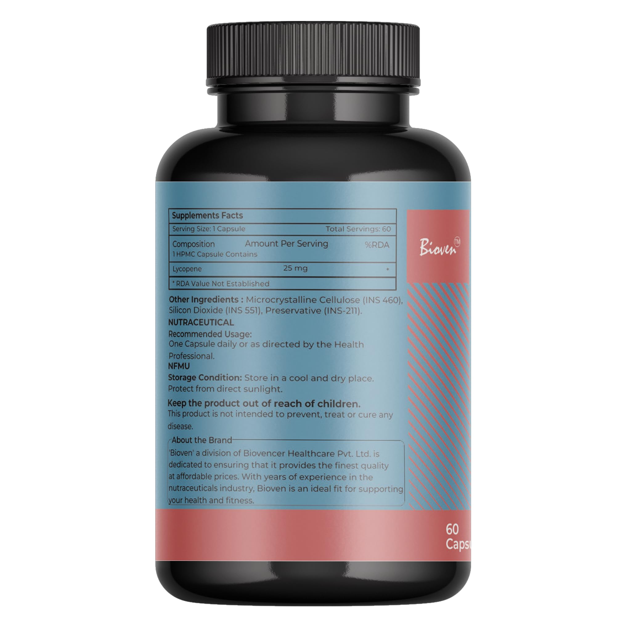 Biovencer Lycopene-25 Powerful Antioxidant | Better Skin Health | Supports Prostate Health | Pack of 60 Capsules