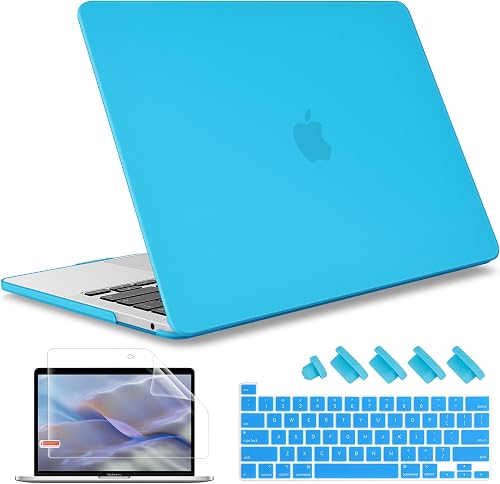 May Chen Compatible with MacBook Pro 13 inch Case 2020 2021 Release Model A2338 M1 A2251 A2289, Plastic Hard Shell Case with Keyboard Cover for MacBook Pro 13 Touch Bar Fits Touch ID, Matte Blue