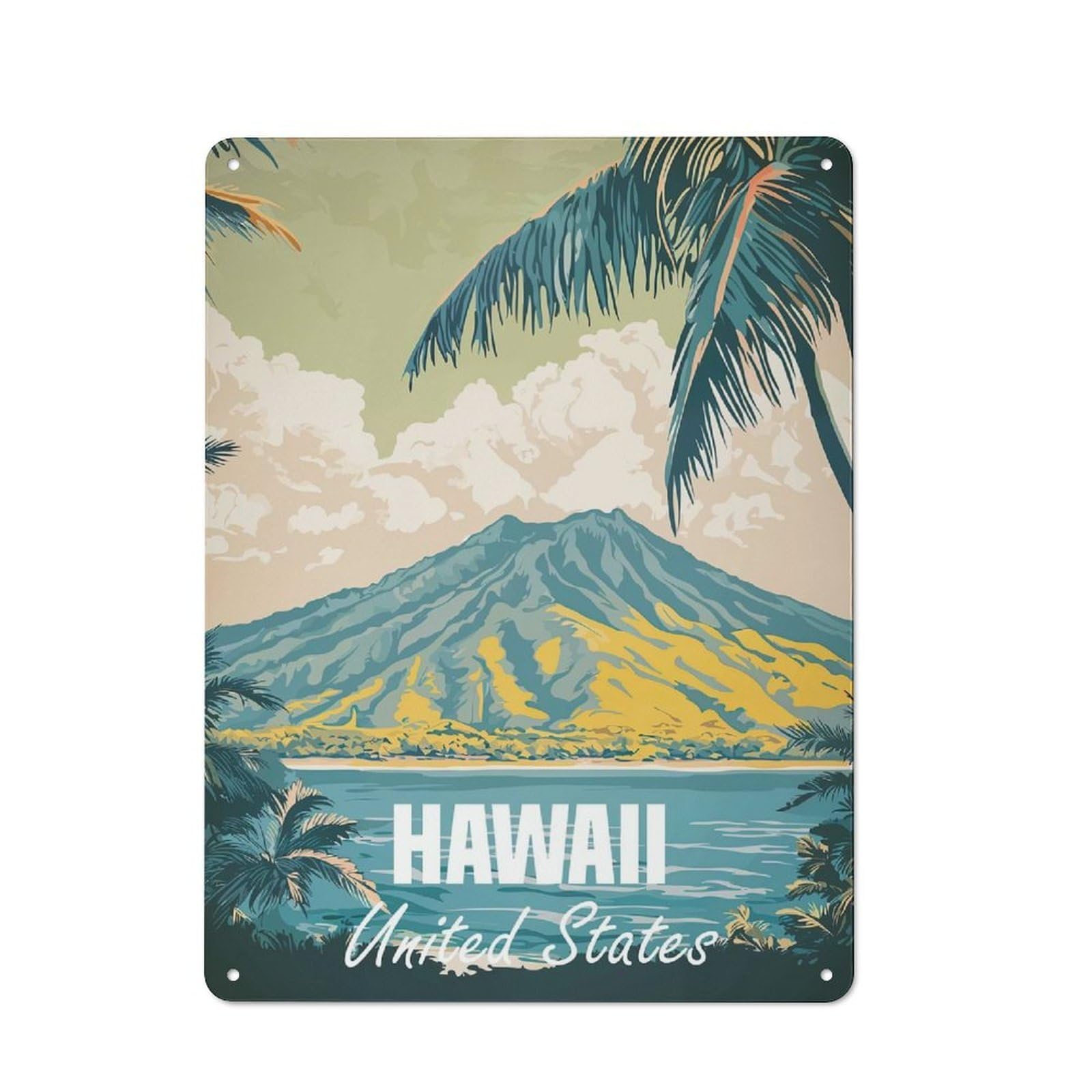 Junmoney Hawaii Travel Vintage Tin Wall Plaque 40X30cm For Café Or Restaurant, A Decorative Christmas Gift For Café Owners And Decorators