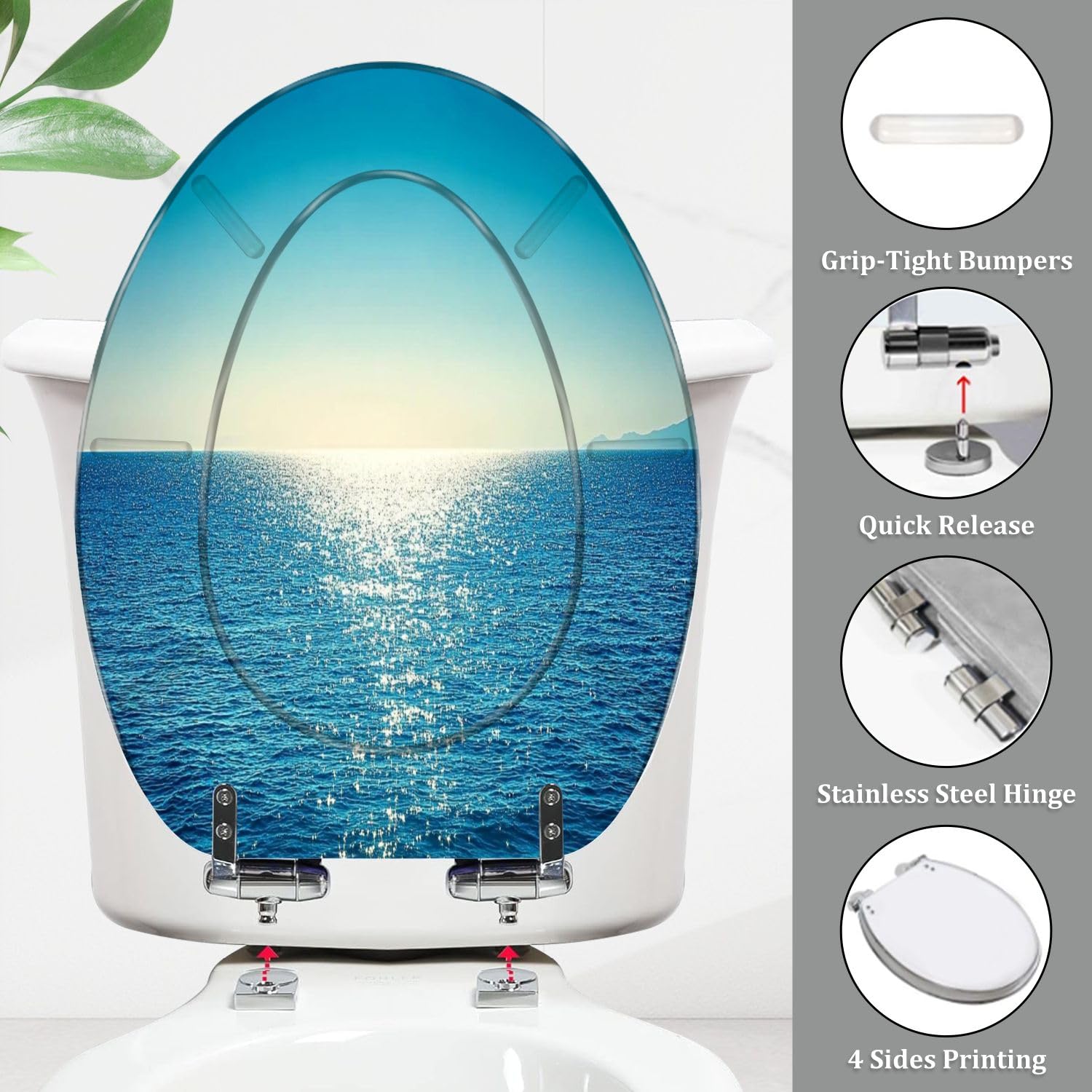 Wydłużona deska sedesowa z żywicy ciche zamykanie szybkie zwalnianie