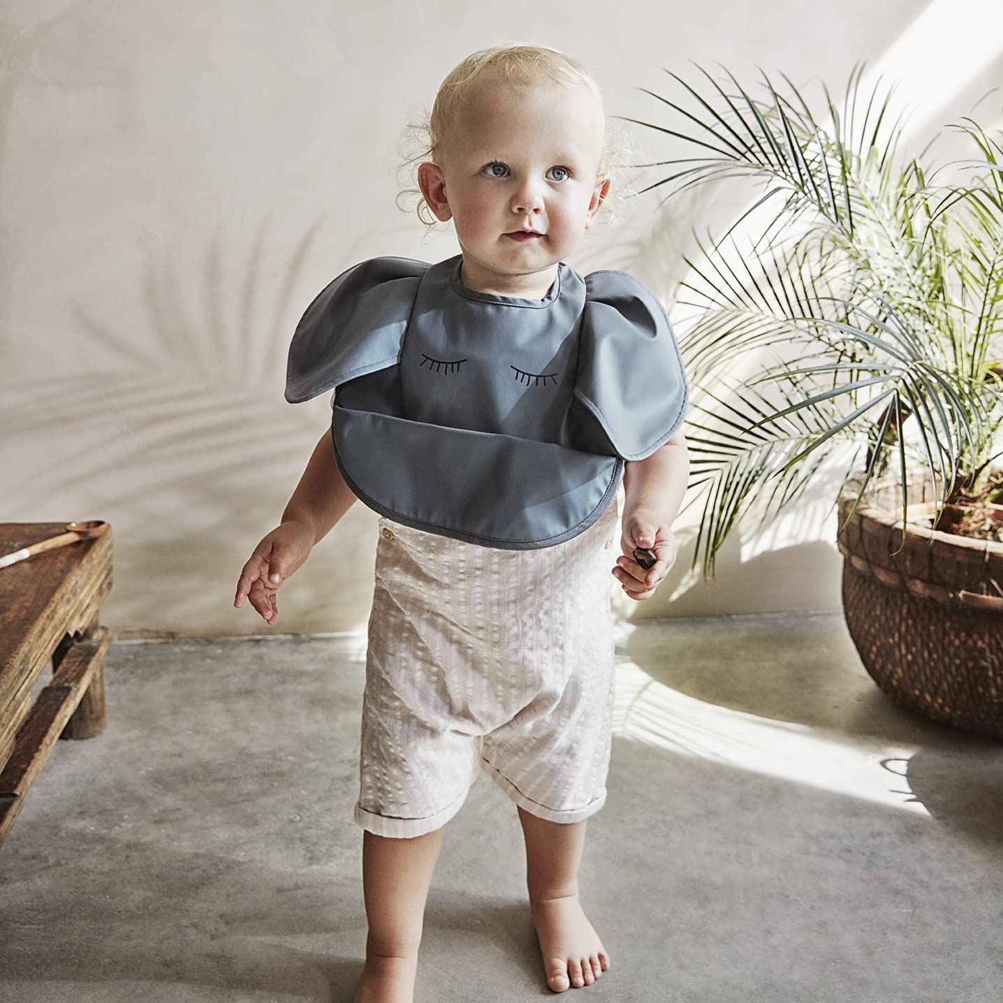 Elodie Details Bavoir Bébé Imperméable Souple Récupérateur - Design Scandinave - Humble Hugo, Bleu