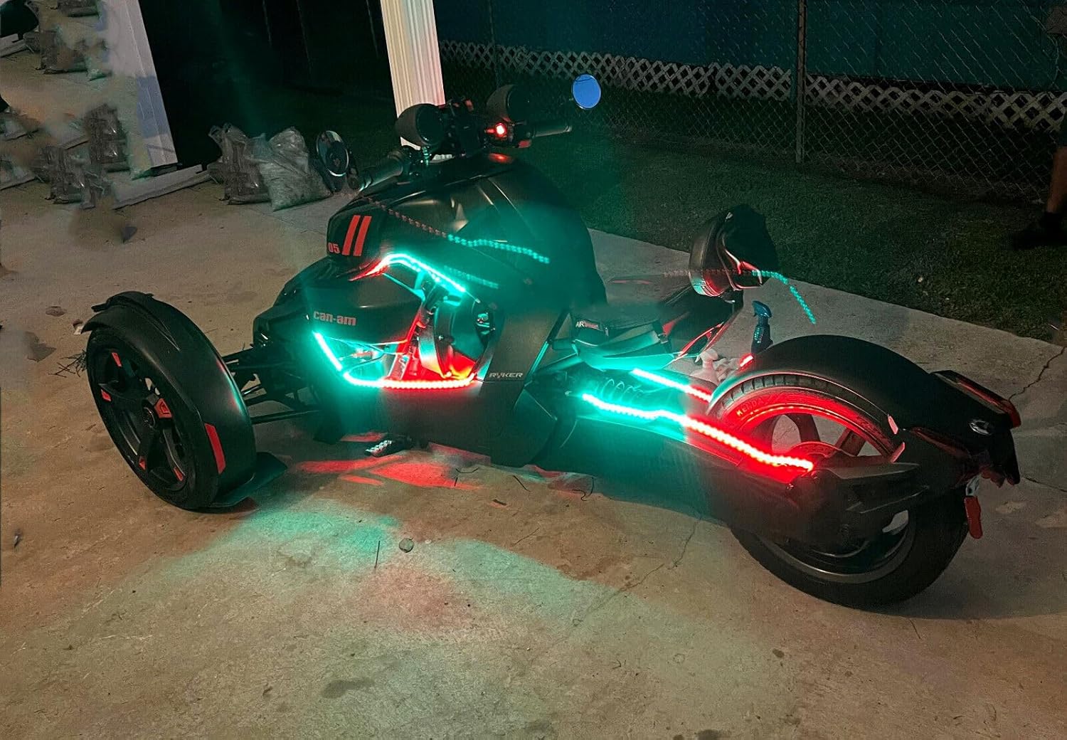 6PCS 6.5FT (2M) RGB Chasing LED Strips - Black Out Smoked Tinted PCB, Strobe/Flash/Breath Modes, Bluetooth + Remote | for Polaris Slingshot, Ryker, Spyder | Slingshot Light Kit