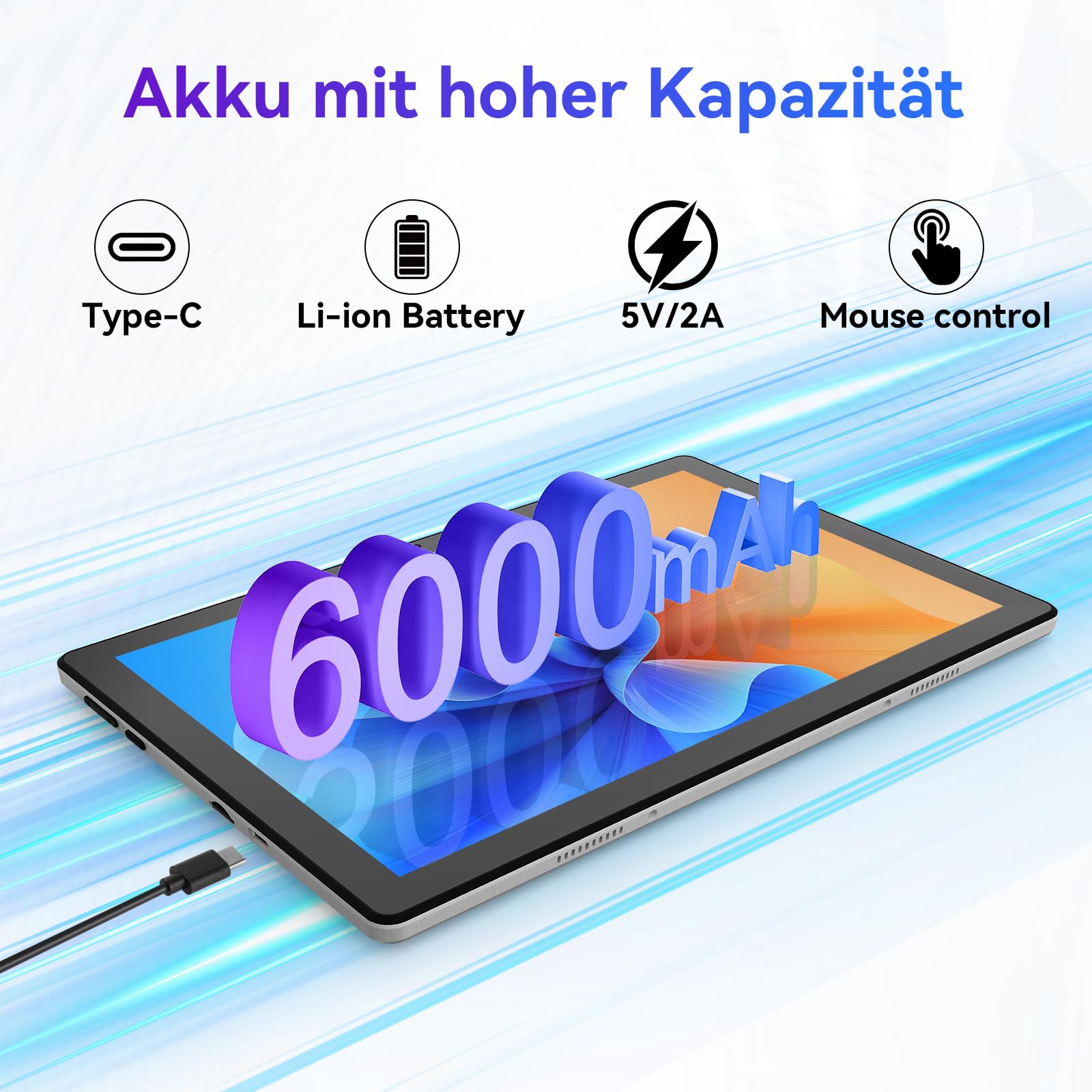 Android 16 Tablet, 10.1 Zoll Tablet, 24GB RAM+64GB ROM+1TB erweiterbar, Android-Tablet mit Bluetooth 5.4, WiFi 6, Dual-Kamera, 6000mAh, Face ID, Widevine L1 (Schwarz)