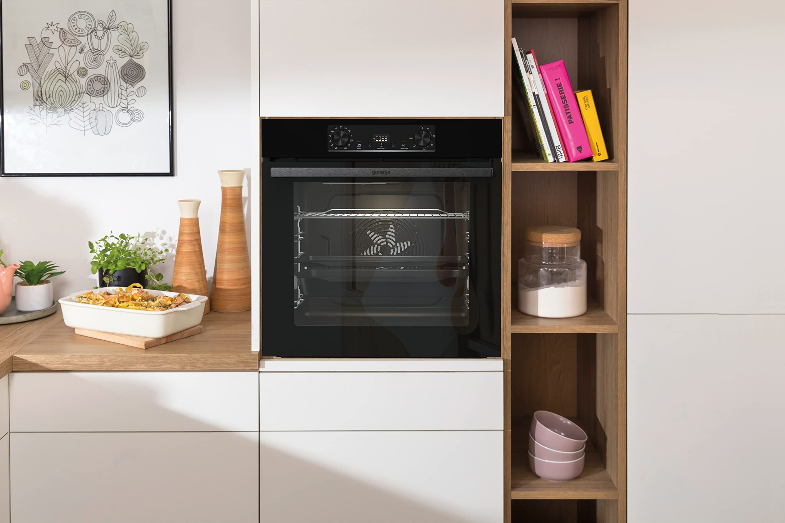 Gorenje Black Induction Set GI6401BSC BOS6737E06BG 77L ExtraSteam AirFry PizzaMode 300°C PerfectGrill