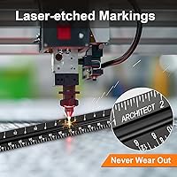 Vista 4 de Regla de escala arquitectónica, medidas imperiales de 12 pulgadas, regla triangular de arquitecto de aluminio grabado con láser, color negro