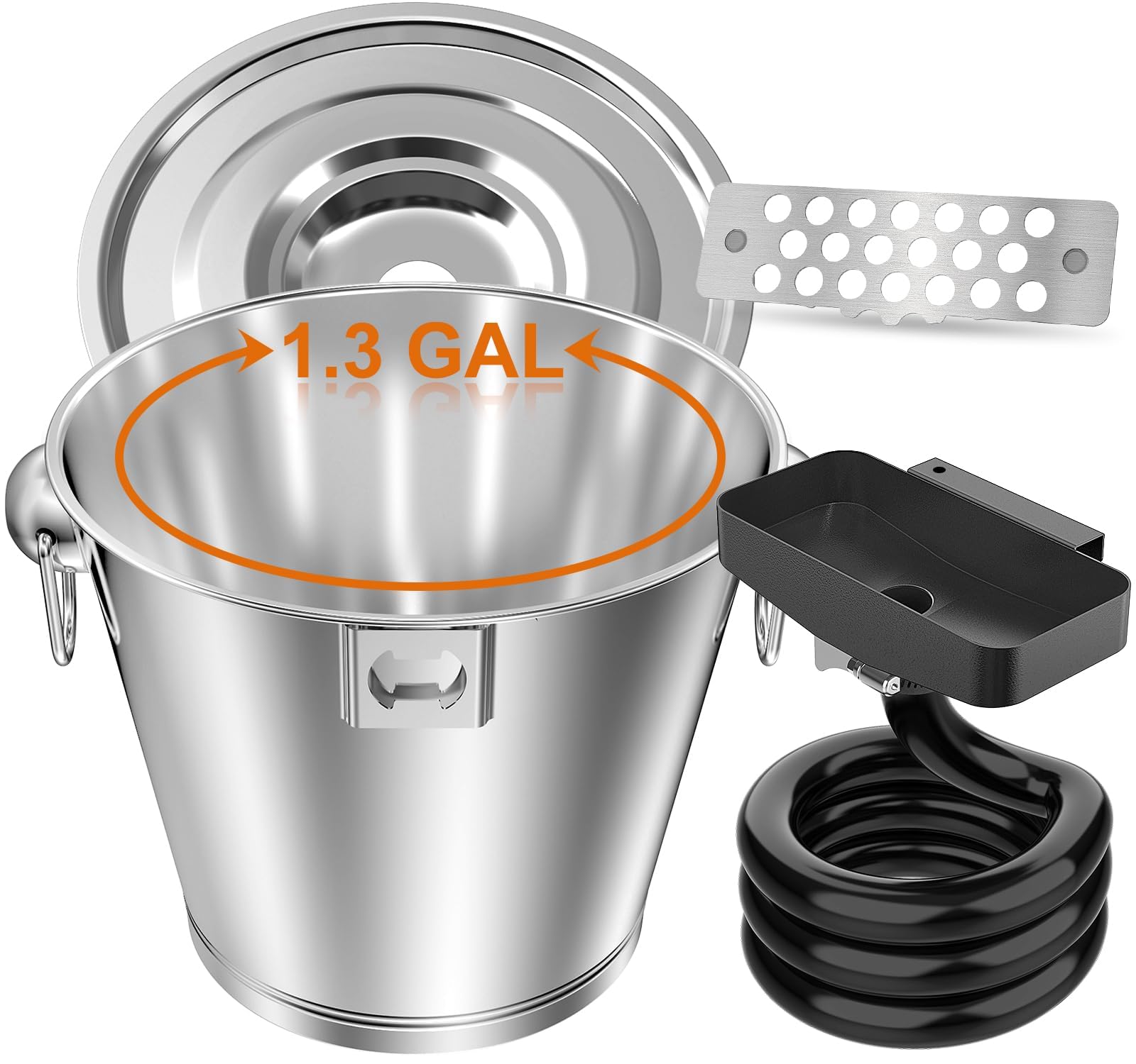 Rear Grease Drainage Funnel with 1.3 Gal Drip Oil Bucket W/Lid & Magnetic Grease Gate for Blackstone Griddle 36", Creative Blackstone Accessories Cup
