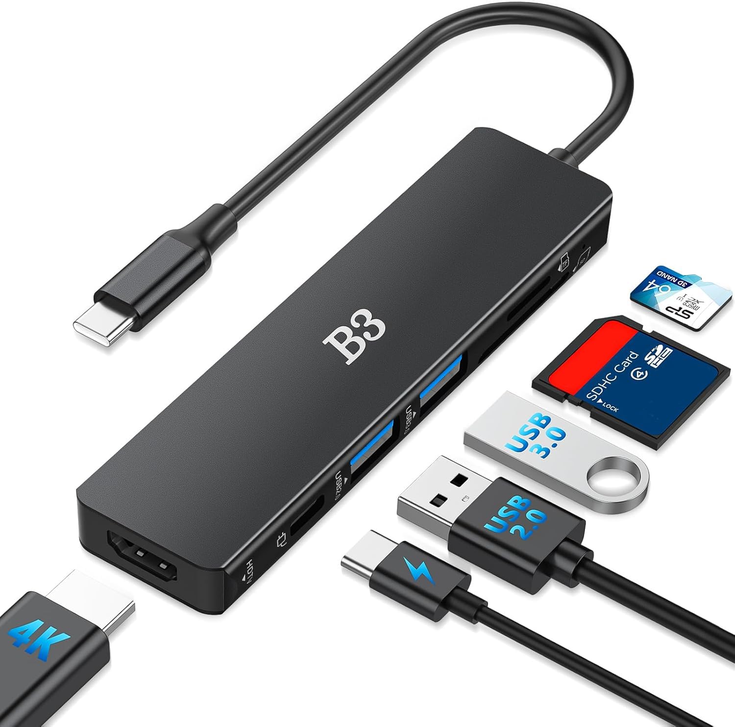 USB C Hub 6-in-1 Multi-Port Adapter with 4K@60Hz HDMI, 100W PD, 2 USB A Data Ports, and SD/TF Card Reader – Aluminum Type-C Hub for MacBook Air/Pro M1/M2, iPhone, Surface Go, XPS, iPad, Black-image-37