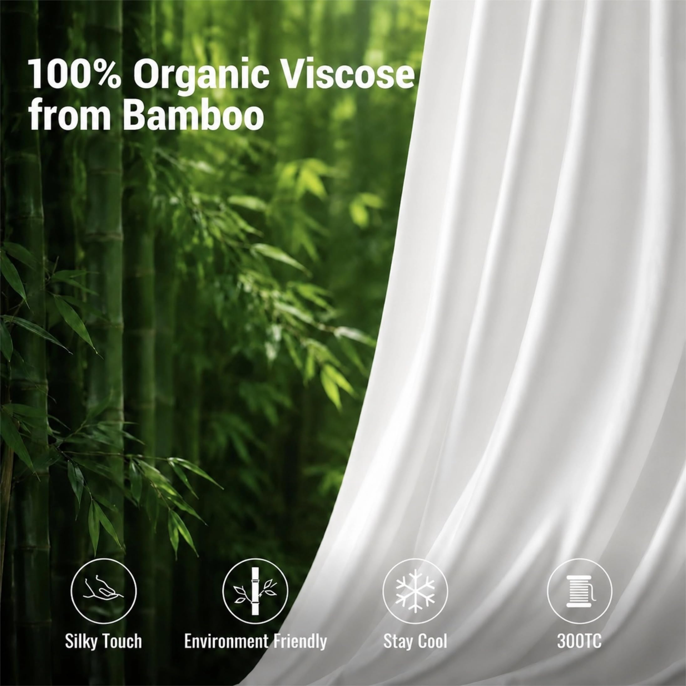 Vikase Queen Duvet Cover Set 3 Pieces, 100% Organic Viscose derived from Bamboo, — product photo