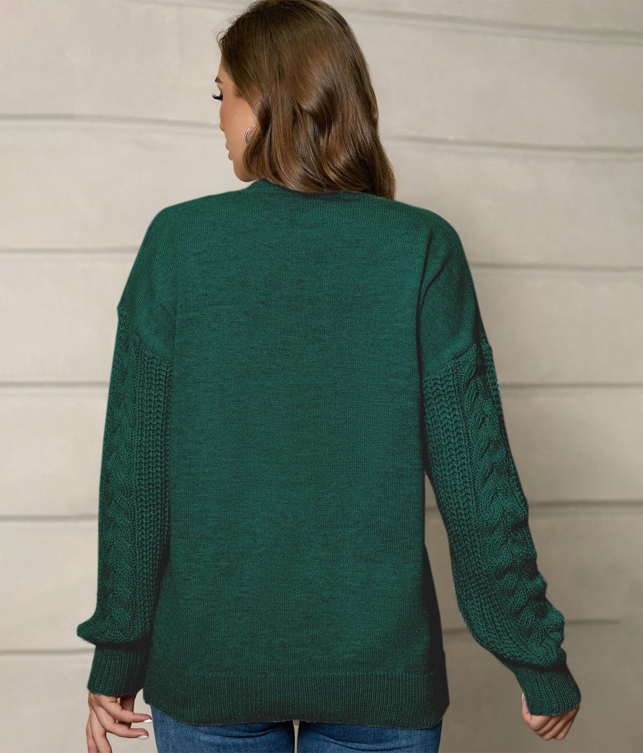 JFAN Maglione Donna Invernale Maglione a Girocollo in Maglia Sciolto Casual Maglione Donna Elegante