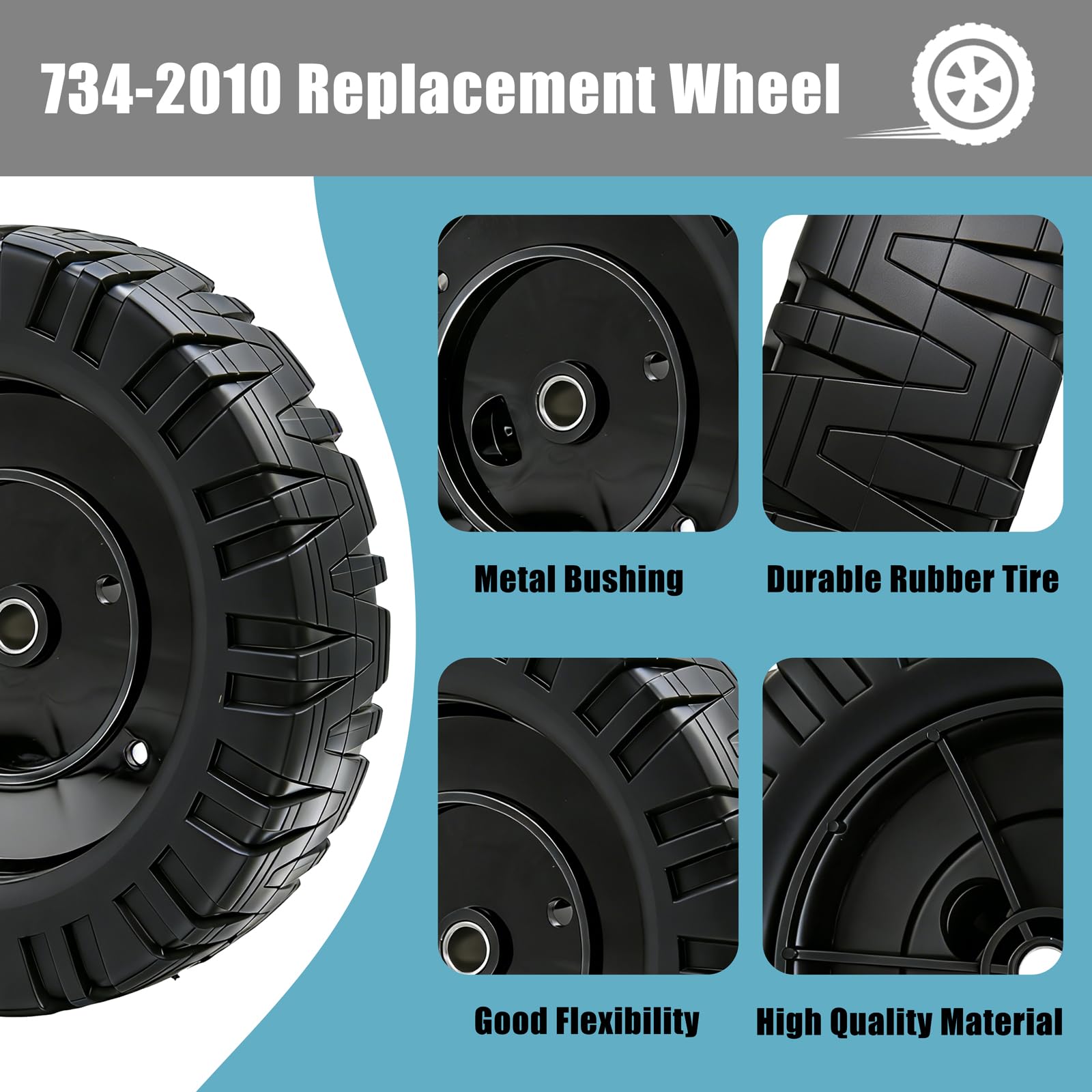 734-2010 - Conjunto de ruedas traseras para cortacésped MTD, ruedas traseras compatibles con cortacésped autopropulsado Cub Cad et SRC621 SR621, cortacésped de empuje Craftsman, reemplaza