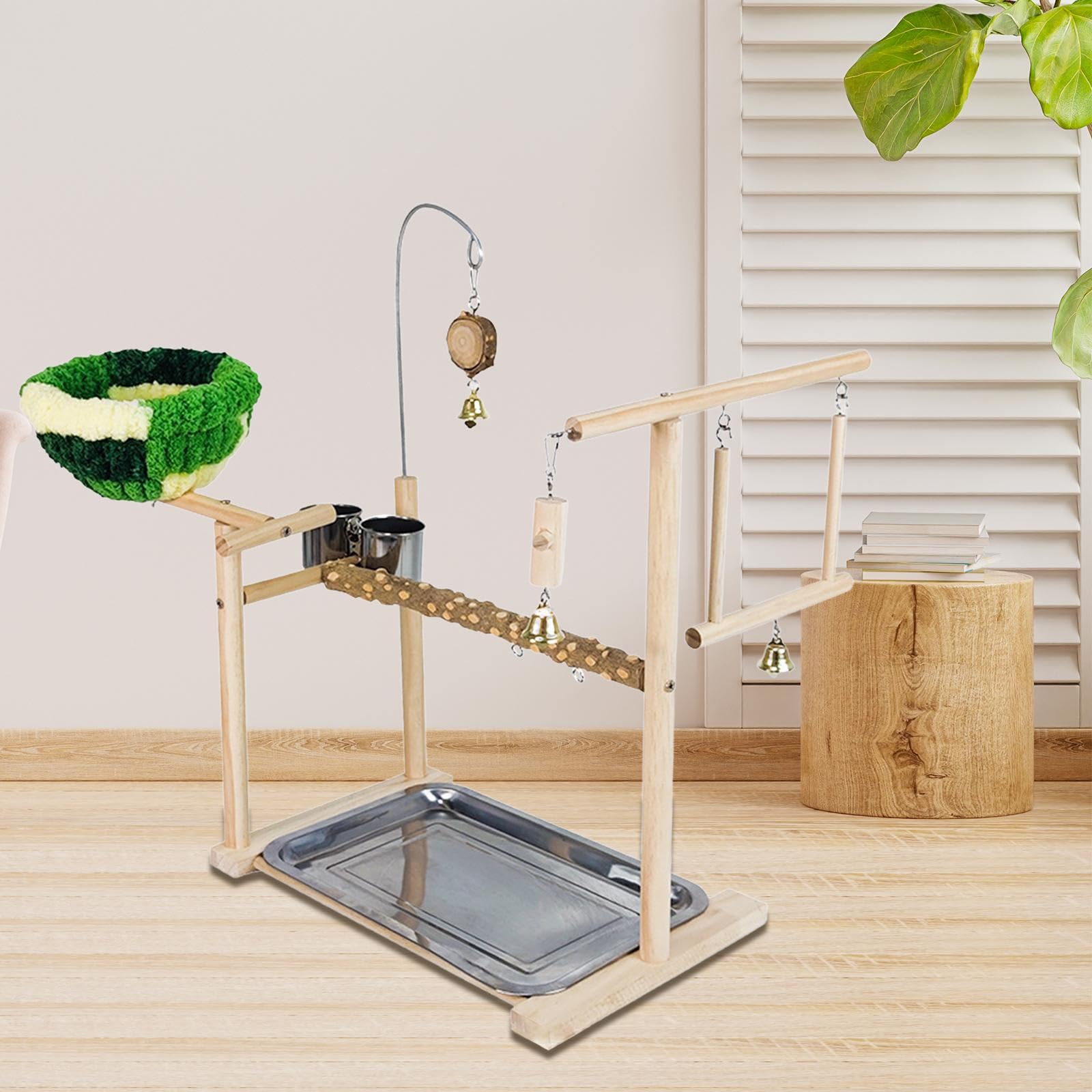 Parque Infantil de Madera, Soporte for Percha for pájaros, Accesorios for jaulas de Juguete de Actividad, Parque Infantil for Loros de Juguete de pie for Suelo del hogar/1293/925