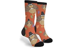 Thanksgiving Turkey Crew Socks Gift for Men and Women with Funny Novelty Tube Socks