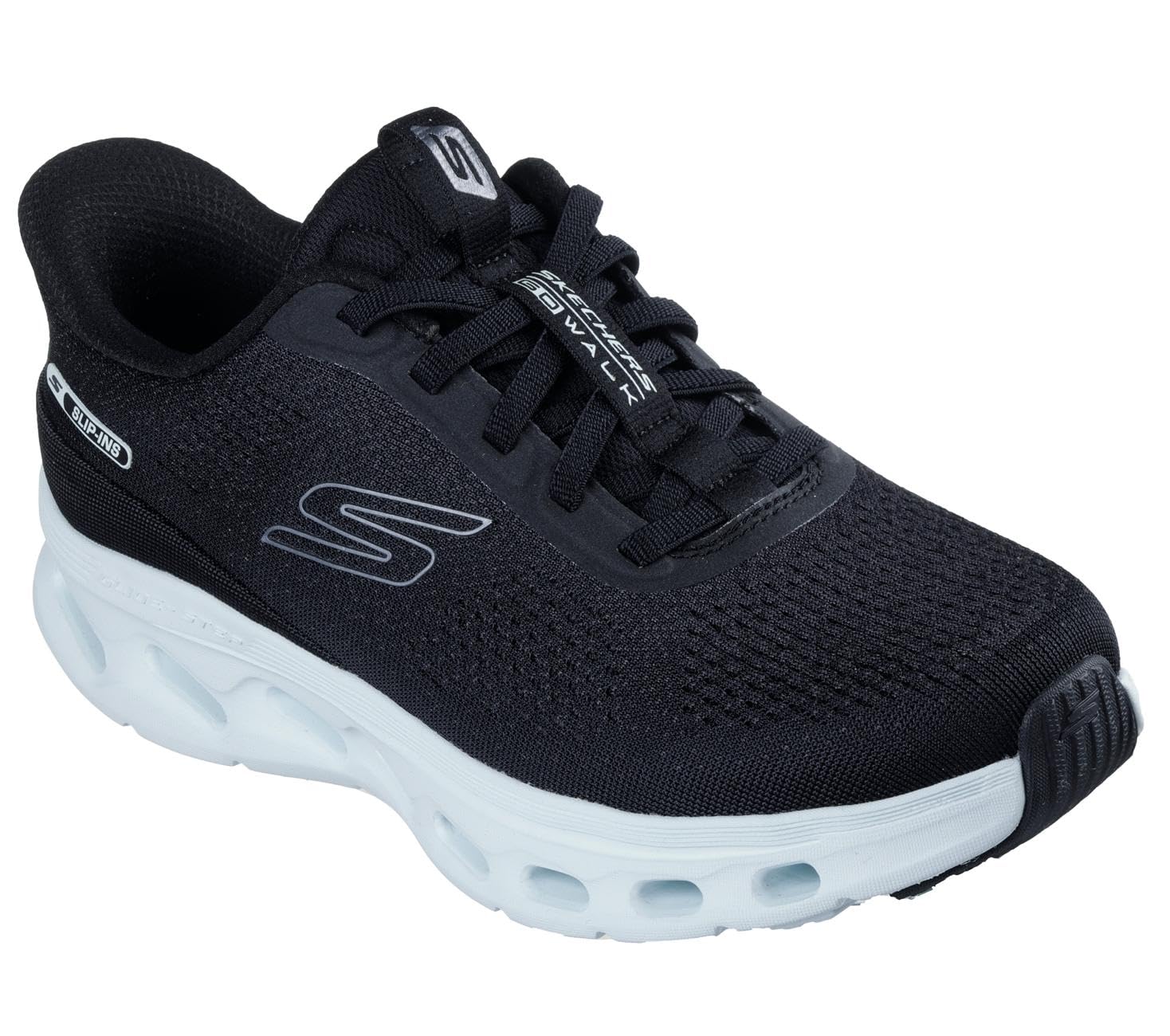 Skechers Women's Go Walk Glide-Step 2.0 Nessa Slip-in Trainers, Black Textile/Lt.Blue Trim, 5.5 UK