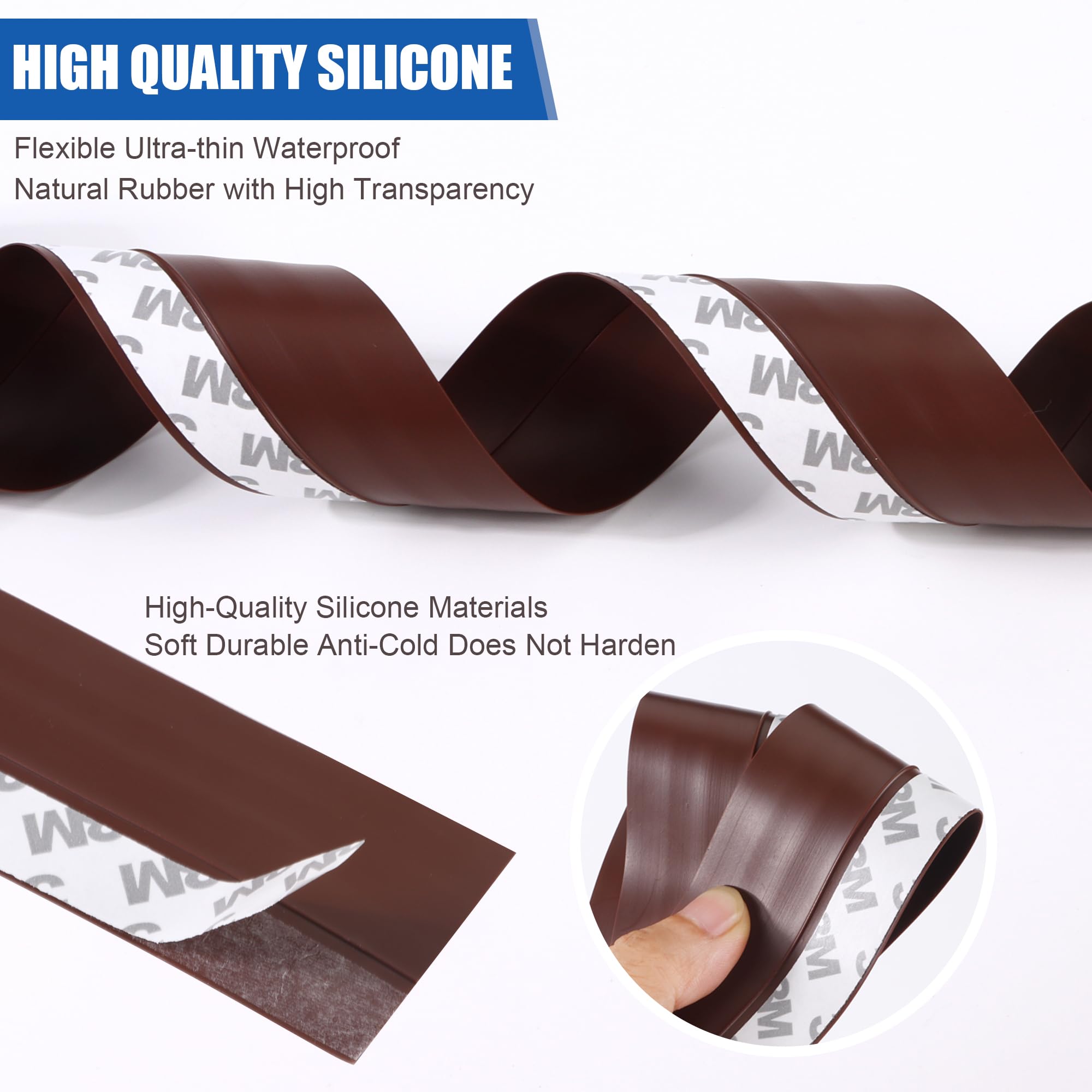 Silicone Sottoporta Con Adesivo 45mm x 10M Strisce di Guarnizione Autoadesive Protezione Freddo Protezione Suoni per porta e porta in vetro