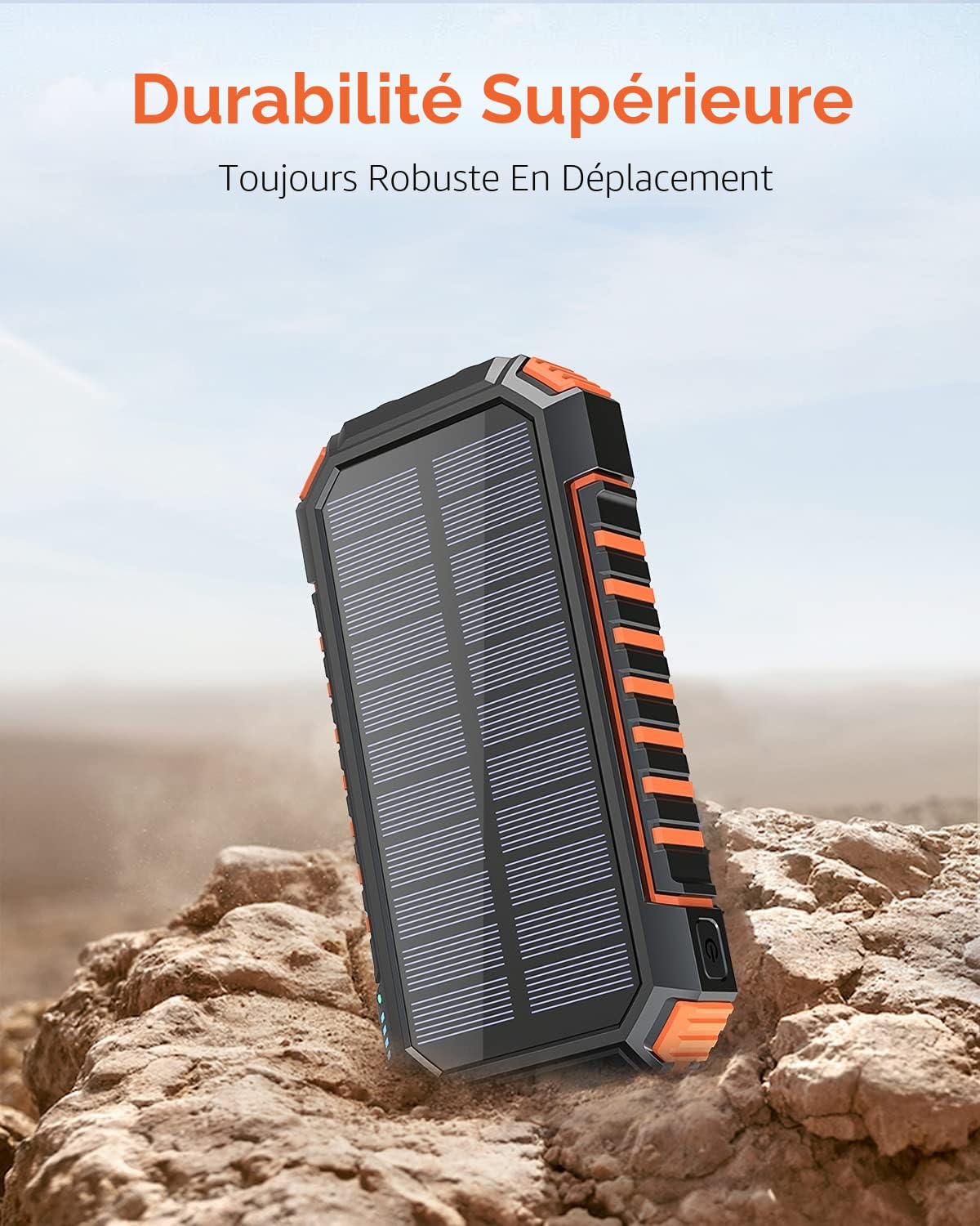 Hiluckey Chargeur Solaire 20000mAh avec 4 USB Portable Batterie Externe sans Fil Powerbank avec Charge Rapide USB C pour Smartphones, Tablette, Outdoor Camping (Orange)