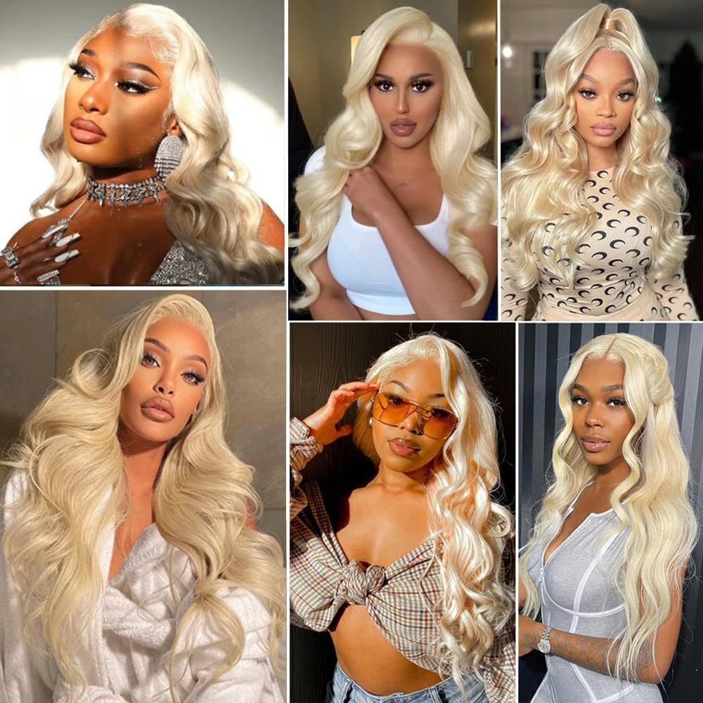 613 Blonde Bundles Body Wave Bundles Human Hair 20 22 24 Inch Brazilian Virgin Hair Honey Blonde Body Wave Bundles Human Hair Extensions 3 Bundle 50 Gram Per Bundle