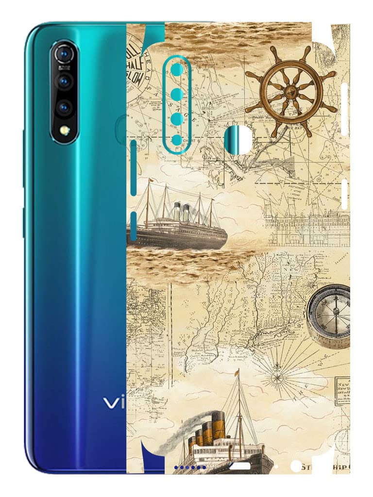 AtOdds - Vivo Z1 Pro Mobile Back Skin Rear Screen Guard Protector Film Wrap with Camera Protector (Coverage - Back+Camera+Sides) (PirateMap) (B0B9HX3LHQ) Amazon Price History, Amazon Price Tracker