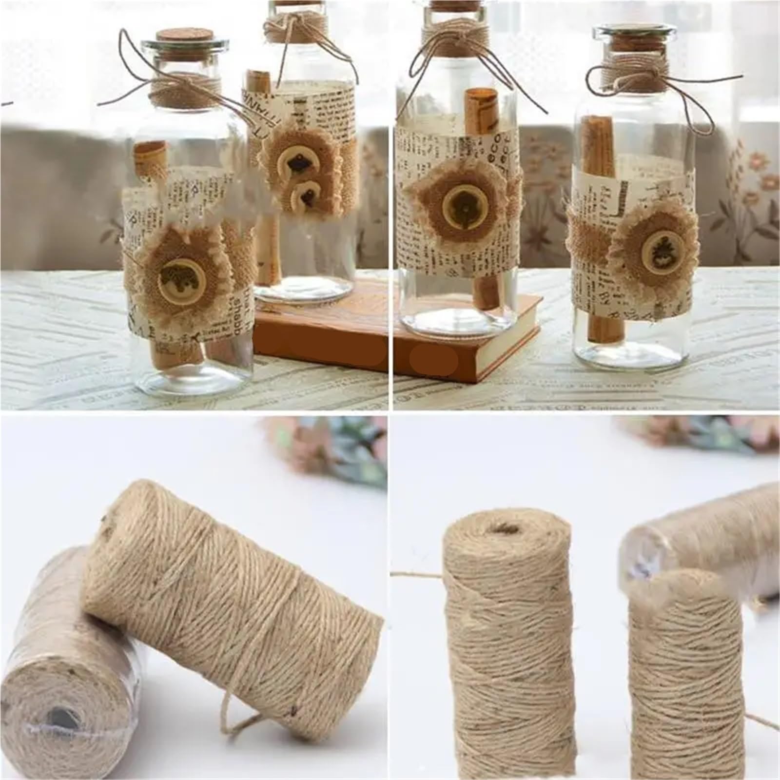 100/300 Meter Jute-Seil, Schnur, Sackleinen, Band, Basteln, Nähen, DIY, Jute, Hanf, Hochzeit, Party, Dekoration Für Camping Garten
