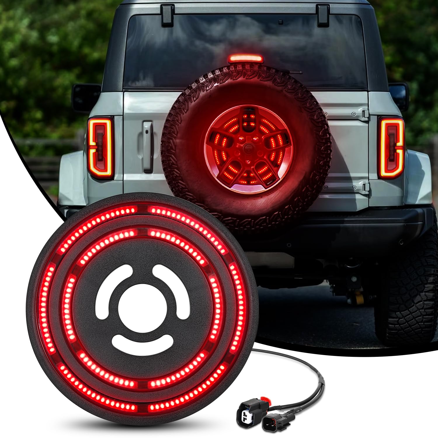 Nilight Spare Tire Brake Light Red for 2021-2023 Ford Bronco 2/4 Door