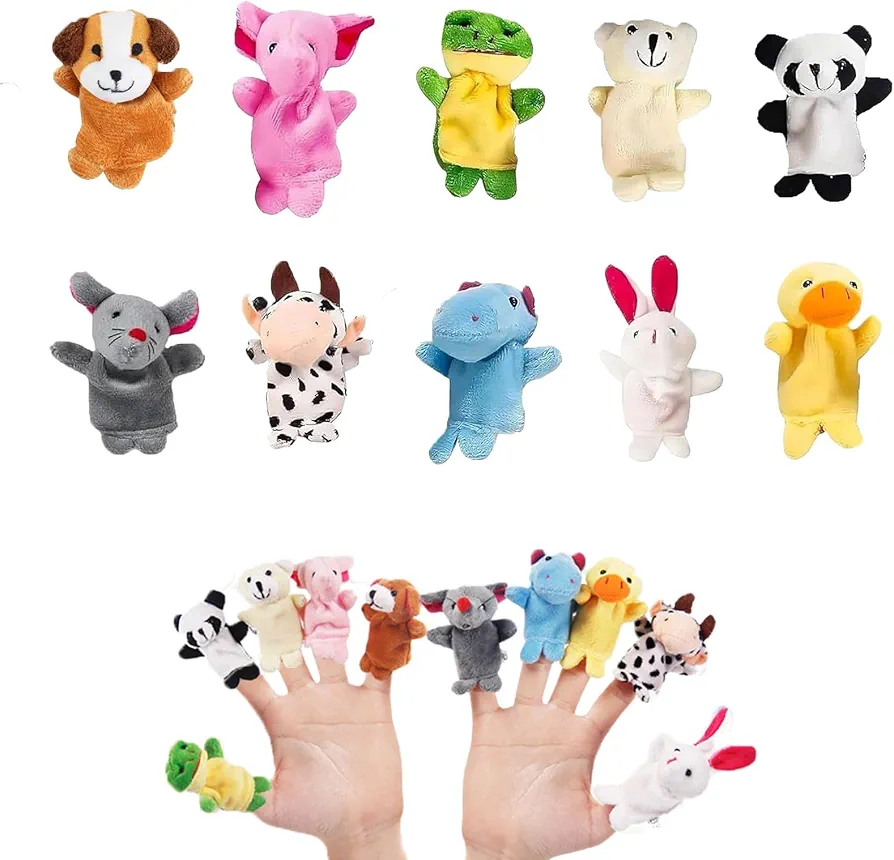 10 Pack Finger Puppets for Toddlers - Adorable Animal Plush Toys for Kids, Perfect for Storytelling, Role-Playing & Party Favours