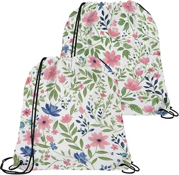Pink Flowers Drawstring Backpack Your Waterproof Sports Storage Solution - Stylish Gymnastics Grip Bag for Men and Women21.2"17.3"