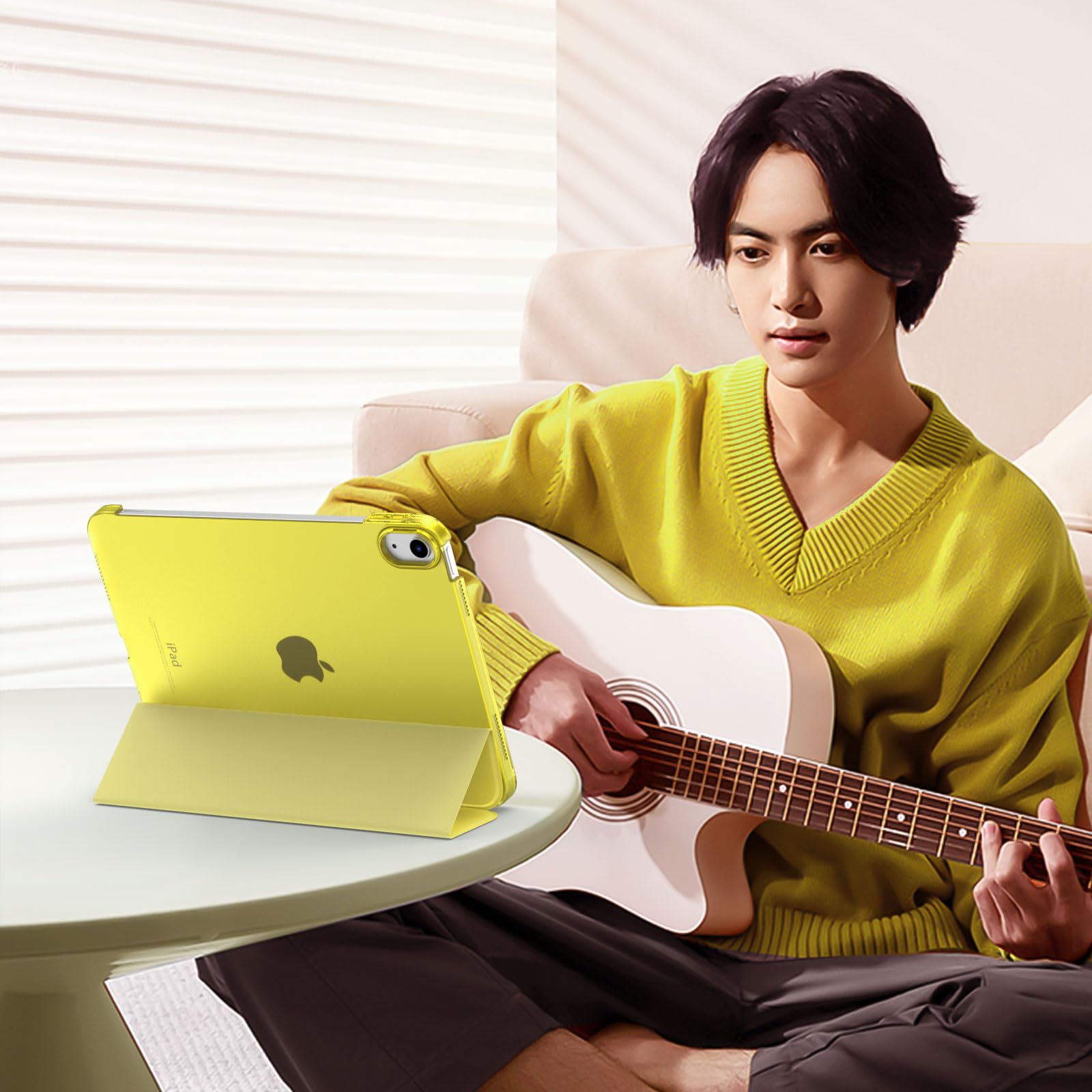 TiMOVO Cover Custodia Compatibile con iPad 10 Generazione 10,9" 2022, iPad 10 Cover con Retro in PC Rigido Semi-Trasparente, Funzione di Auto Sveglia/Sonno, Amarillo Limone