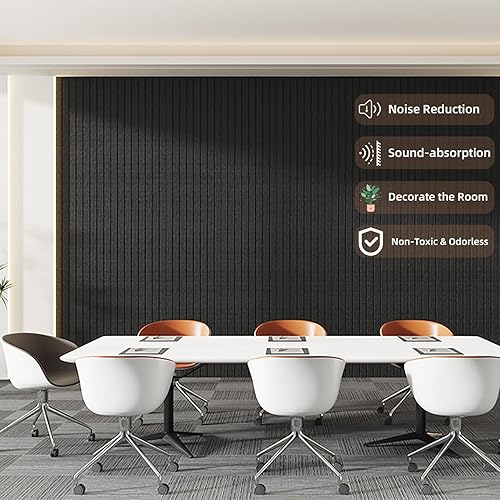Miniatura 5 de Paquete de 8 paneles acústicos de 48 x 12 x 0.4 pulgadas, paneles de pared grandes insonorizados, paneles autoadhesivos a prueba de sonido para