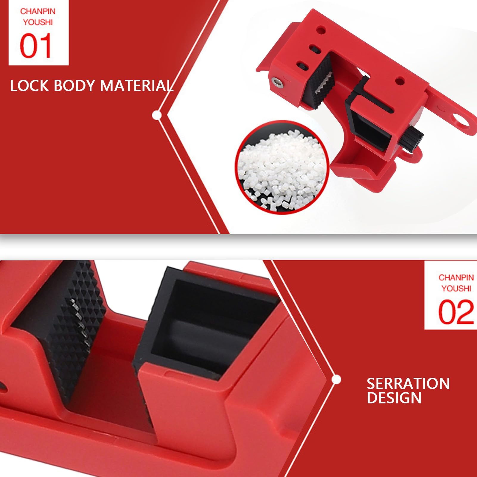 6Pcs Circuit Breaker Lockout Device for Less 16 mm Handle, Clamp on Electrical Single Pole Breaker for Loto Station Lock Out Tag Out Kit