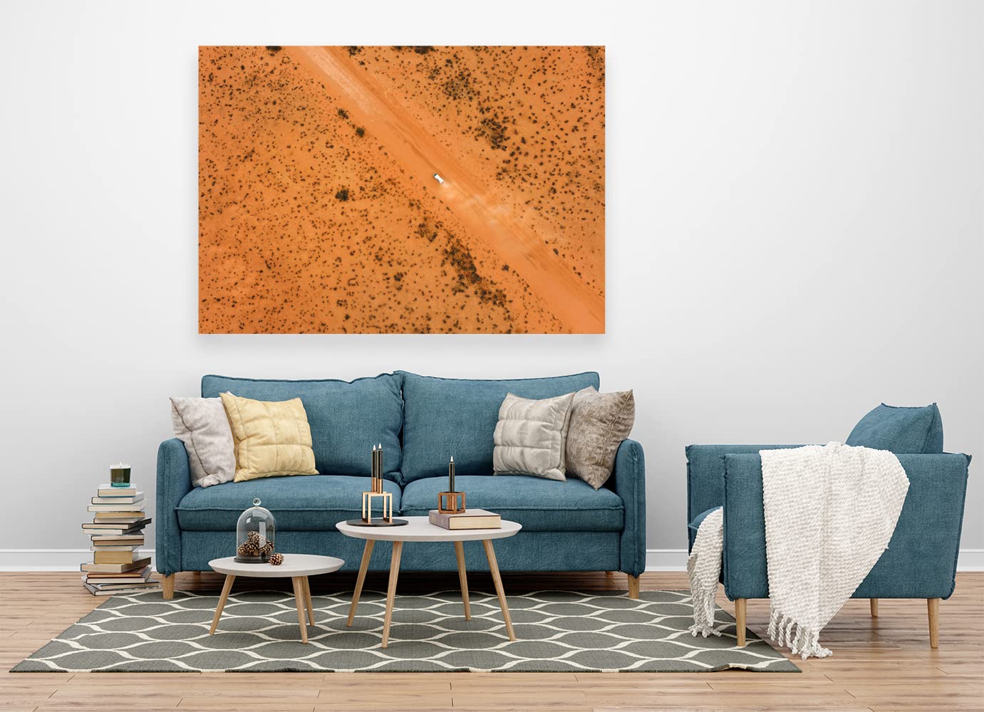 VERRE ART Wood Framed Canvas - Wall Decor for Living Room, Bedroom, Office, Hotels, Drawing Room (60in X45in) - Van On Valley Aerial