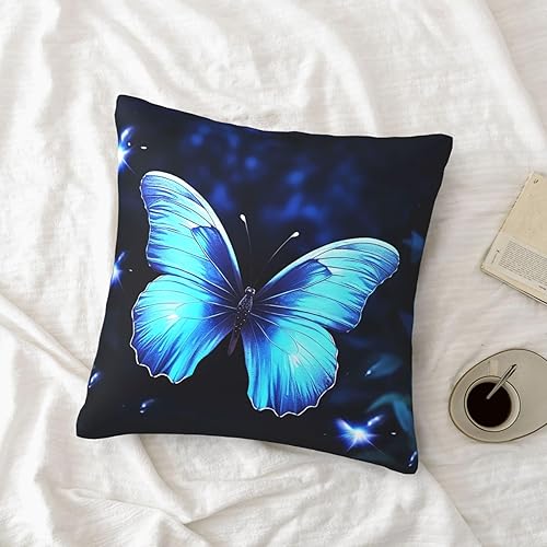 Miniatura 5 de Fundas de almohada decorativas de 12 x 12 pulgadas, fundas de almohada cuadradas para sofá, diseño de mariposa azul, fundas de almohada de doble