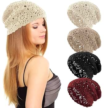 Amazon.com: Women Cotton Crochet Hat Handmade Knit Floral