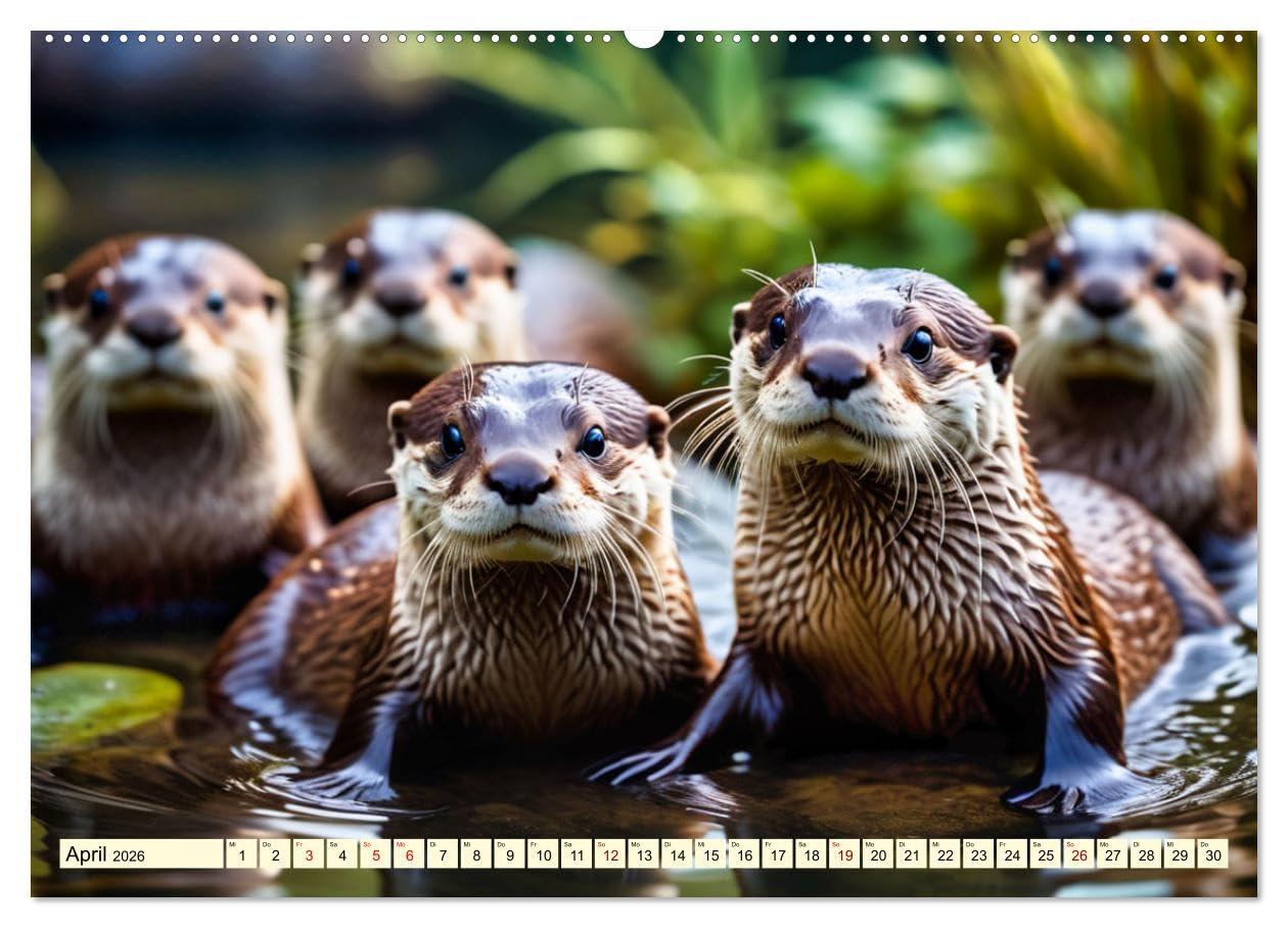 Die Familie der Marder (hochwertiger Premium Wandkalender 2026 DIN A2 quer), Kunstdruck in Hochglanz: Dachs, Otter, Iltis & Co. (CALVENDO Tiere)