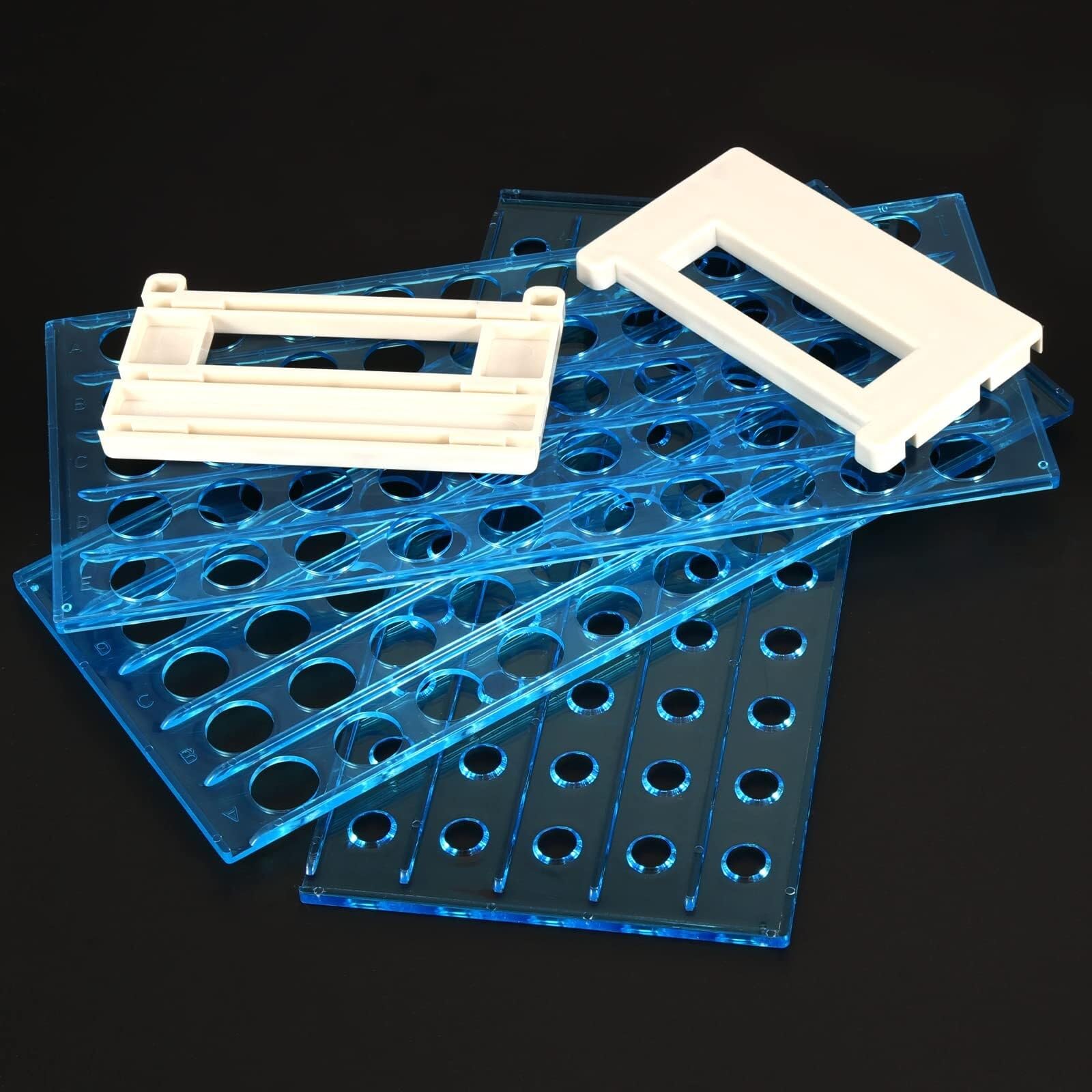 Stojak na Probówki Boratoria 6 sztuk plastikowych uchwytów na probówki, stojak z 50 otworami 13/16 mm, wirówkowe, testy laboratoryjne Uchwyt do Probówki