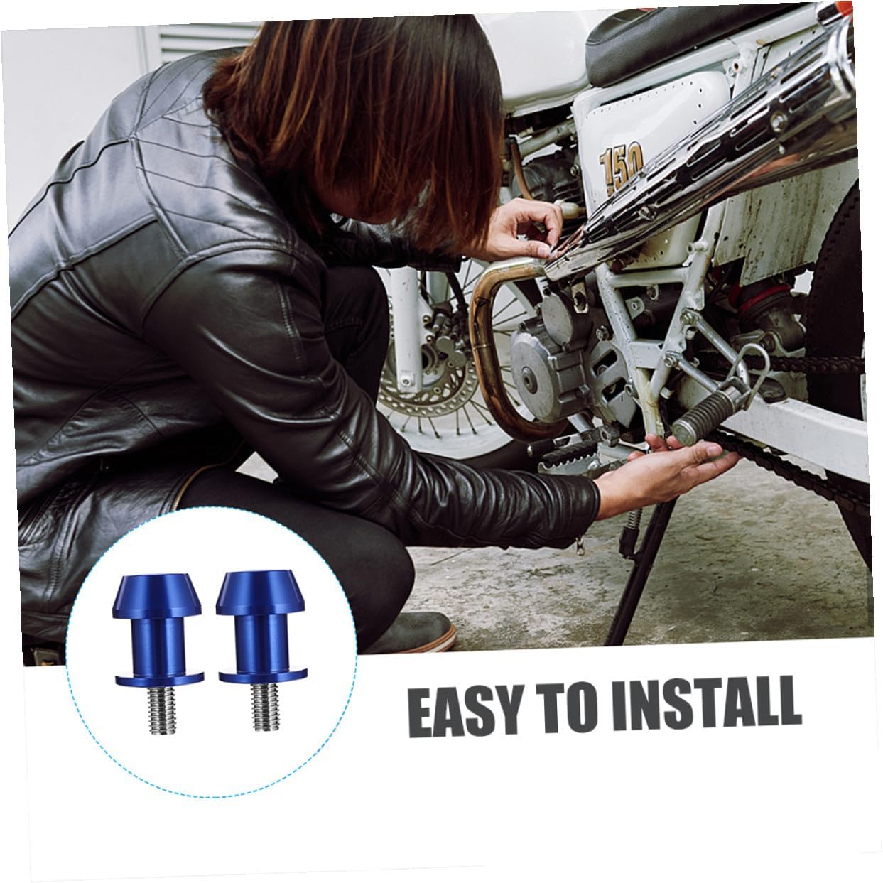 4pcs Blue 8mm Motorcycle Swing Arm Spools Stand Screws Cnc Aluminum Motorbike Swingarm Sliders Bobbins for Motorbike Frame Protection and Paddock Use