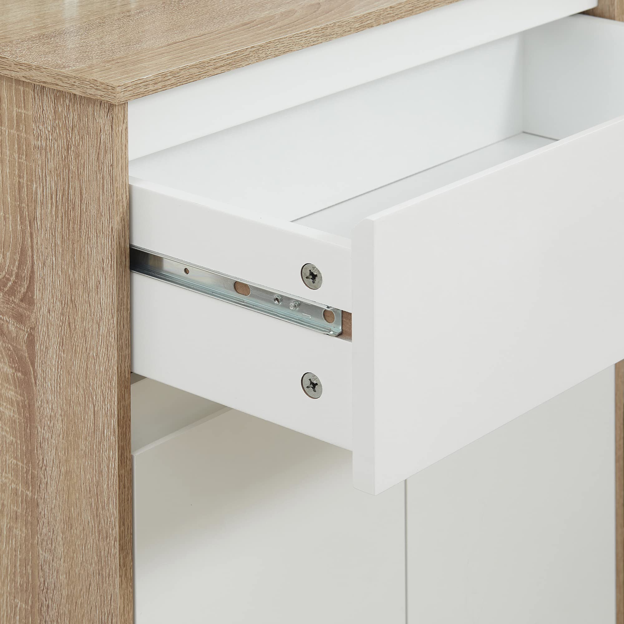 kleankin Mobile Bagno Multiuso, Mobiletto da Bagno con Armadietto e Cassetto, Salvaspazio, Color Legno e Bianco 60x30x90cm