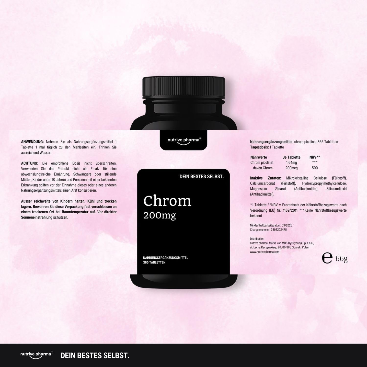 Chrom aus Chromium Picolinate - 200mcg - 365 Leicht zu schluckende Tabletten