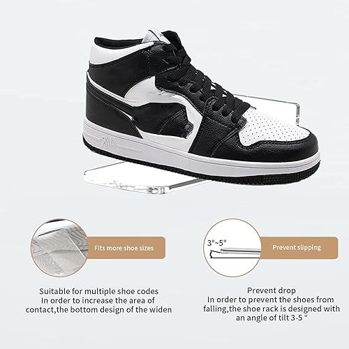 Miniatura 4 de Juego de 6 estantes flotantes de exhibición de zapatos para pared, estantes flotantes de acrílico transparente, estante de zapatos acrílico de 8 x 3