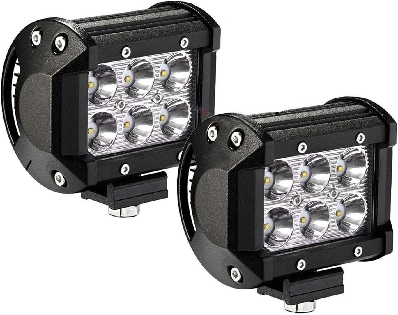 Allextreme EX6FW2P 6 Led Fog Light For Cars,Off Road Vehicle, Truck, 4Wd, Suv, Atv - Smd Cree Headlight 10-30V, 18W, Pack Of 2 (White)