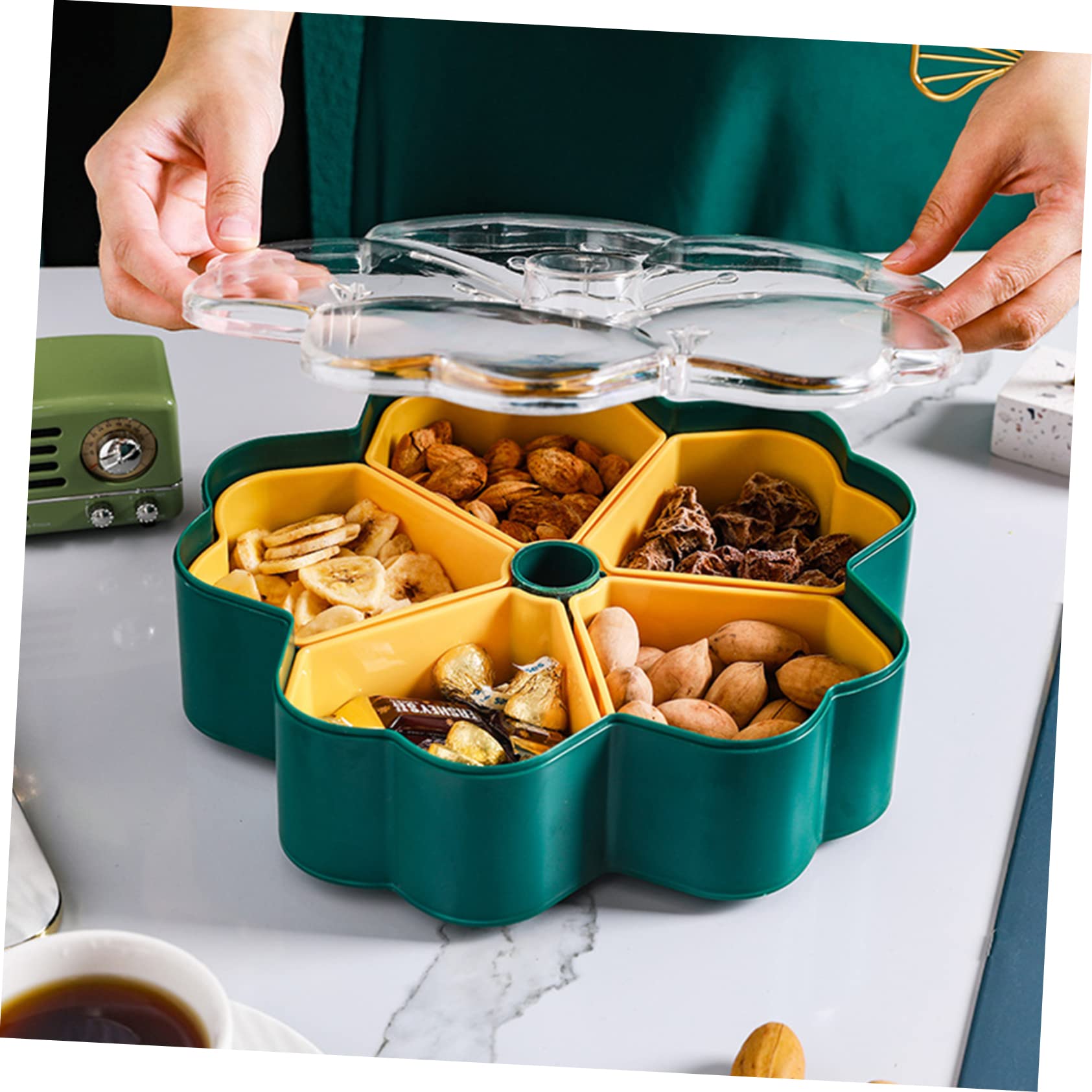 スナックサービングトレイ、多機能仕切りサービングトレイ、蓋付き、11