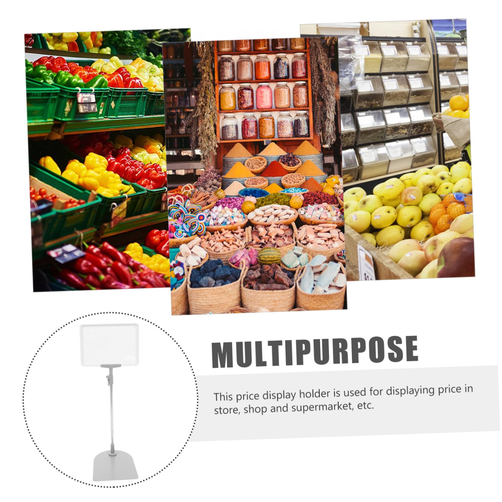 Angoily Cartellino Prezzo Supermercato Porta Segnaprezzo Bianco Riutilizzabile Leggero in Metallo Inossidabile e Plastica Modello A5 per Esposizione nel Negozio