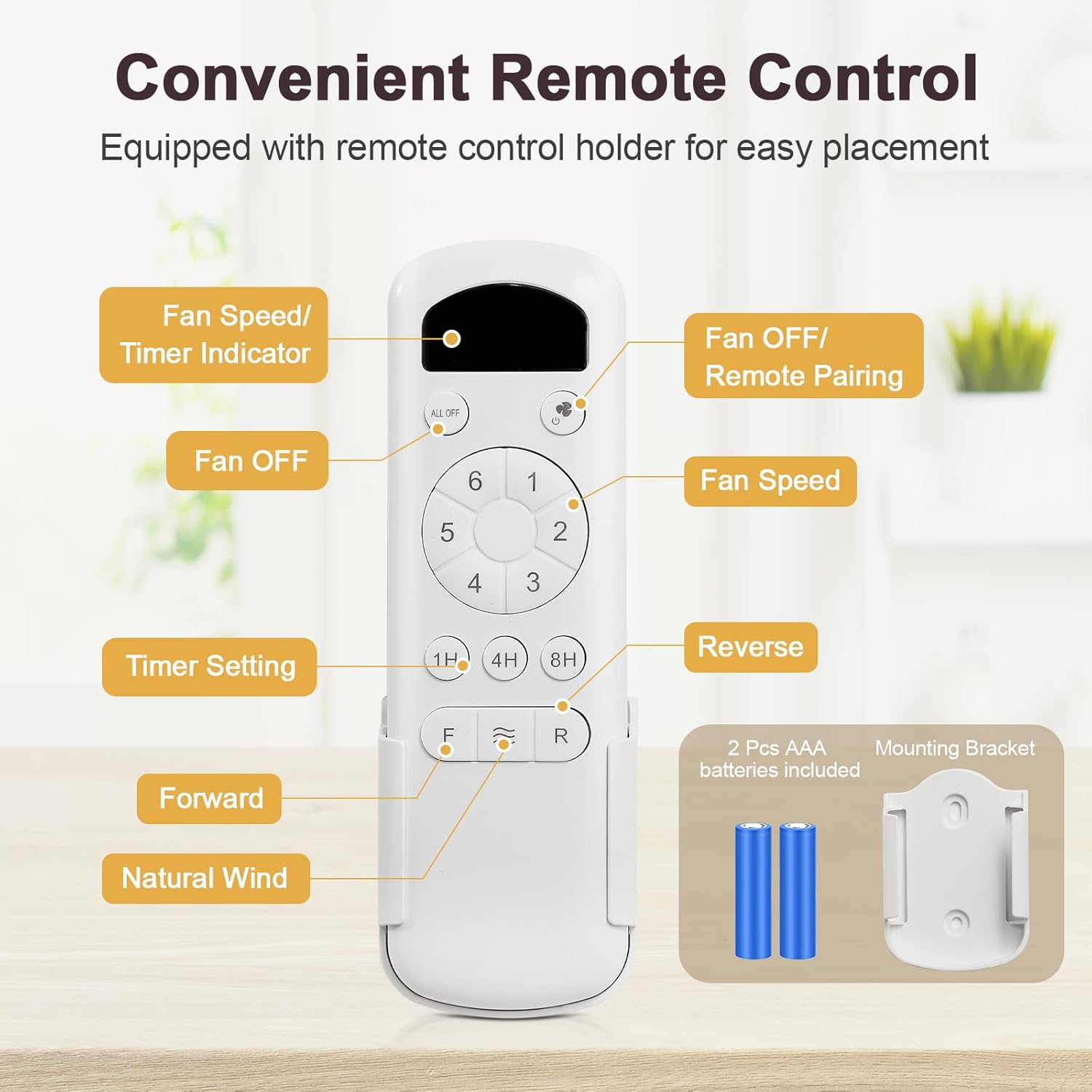 CACI Mall Ceiling Fan No Light, 52 inch Low Profile Flush Mount Modern Ceiling Fan with Remote Control and Reversible DC Motor, for Bedroom Living Room Patio Indoor Outdoor